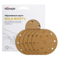 Круг шлифовальный GOLD B312T (5 шт; 150 мм; на липучке; 15 отв; золотистый; P120) SUNMIGHT 44308R