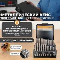 Набор комплектных метчиков WIEDERKRAFT М3-М12, 21 предмет WDK-HT0312