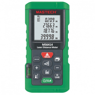 MASTECH MS6414 дальномер лазерный 40 м, площадь, объем, теорема Пифагора 00-00002289