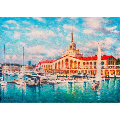 Остров сокровищ Картина стразами (алмазная мозаика) 40x50 см, Морской порт Сочи, на подрамнике, 662590