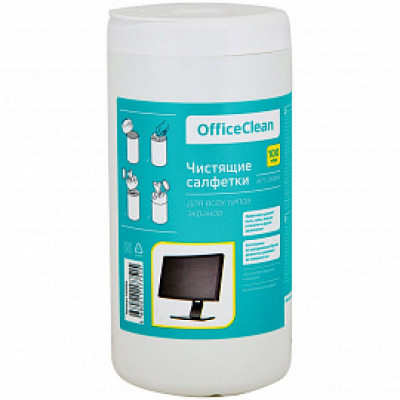 OfficeClean Салфетки чистящие влажные для экранов в тубе 100шт 260884