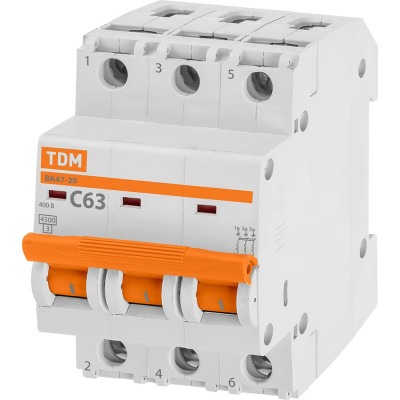 TDM Авт. выкл.ВА47-29 3Р 63А 4,5кА х-ка С SQ0206-0115