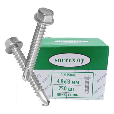 SORREX Саморез оцинкованный DIN 7504K M4,8х13 (250 штук) 7504K-1-048-013 250