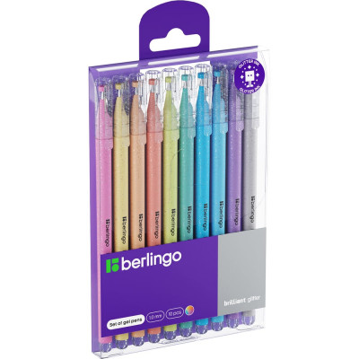 Berlingo Набор гелевых ручек Brilliant Glitter 10шт., 10цв., 1 мм, корпус ассорти CNg_50510