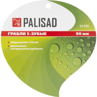 Грабли 5 зубьев, PALISAD 90 мм,деревянная рукоятка 340 мм// 61755