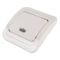 Одноклавишный выключатель с подсветкой, кремовый Makel Mimoza 25021