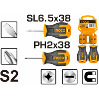 Набор отверток INGCO 38мм 2 шт. S2 HKSDS2028