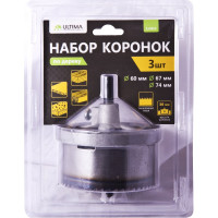 Набор коронок по дереву (3 шт, 60-74 мм/30 мм) ULTIMA 112015