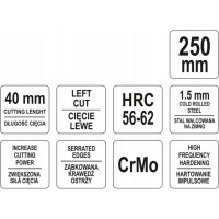 Ножницы по металлу YATO левые, 250мм YT-1960