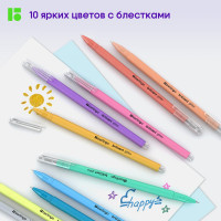Набор гелевых ручек BERLINGO Brilliant Glitter 10 шт, 10 цветов, 1 мм, корпус ассорти CNg_50510