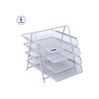 Горизонтальный лоток для бумаг BERLINGO Steel&Style 4 секции, металл, серебристый BMs_41041