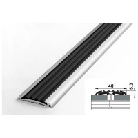 Порог прямой алюминиевый (40 мм; 0.9 м; без покрытия; черная резинка) Лука УТ000024482