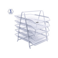 Горизонтальный лоток для бумаг BERLINGO Steel&Style 5 секций, металл, серебристый BMs_41051