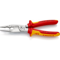 Электромонтажные клещи Knipex VDE, 6-в-1, 200 мм, диэлектрические, хром, 2К ручки, KN-1386200SB