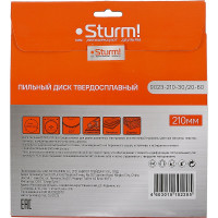 Диск пильный (210x30/20 мм; 60 зубьев; Мульти рез) Sturm 9023-210-30/20-60