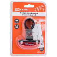 Светодиодный фонарь TDM ELECTRIC Велосипедный 3 3 режима работы, 3 LED, 20 лм/Вт 2*AAA SQ0350-0029