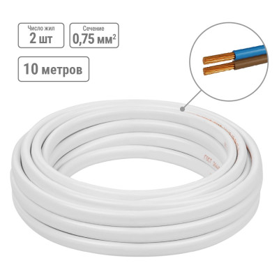 Шнур TDM ELECTRIC ШВВПмб 2х0,75 10м, белый Народный SQ0120-0152