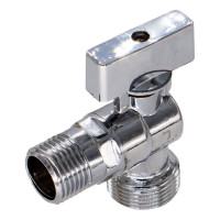 Шаровой угловой кран для бытовых приборов СТМ СТАНДАРТ 1/2х3/4", ш/ш, с отражателем бабочка, удлиненная резьба, хром CAMR1234