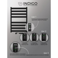 Полотенцесушитель INDIGO Oktava Slim 5 electro 80/50 таймер, скрытый монтаж, универсальное подключение R/L LСLOKS5E80-50BRRt