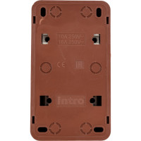 Блок: розетка с 2-ым выключателем Intro Quadro вертикальный 16А-250В, IP20, открытая установка, венге, Б0053895