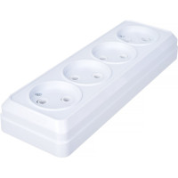 Розетка Intro Quadro без заземления четырехместная 4x2P, 16А-250В, IP20, открытая установка, белый, Б0053829