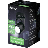 Светильник накладной RITTER Arton поворотный цилиндр 60x60x135 GU10 металл черный 59963 0