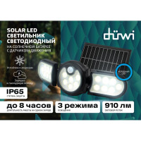 Светодиодный светильник duwi Solar LED с датчиком движения, на солнечных батареях, 28Вт, 6500К, 910Лм, IP65, 3 режима, цвет черный 25019 7
