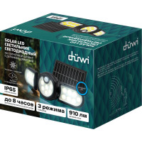 Светодиодный светильник duwi Solar LED с датчиком движения, на солнечных батареях, 28Вт, 6500К, 910Лм, IP65, 3 режима, цвет черный 25019 7