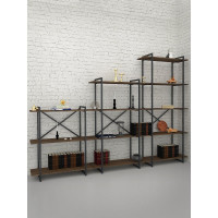 Стеллаж Металл-Завод GUTTA 196x92x34x5 коричневый/черный GS19692345B2