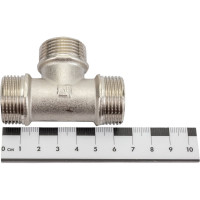 Тройник STI латунный Ду20 (3/4") Н-Н-Н никелированный D190-00077
