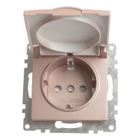 1-местная розетка STEKKER с заземлением с крышкой (механизм), GLS16-7112-02, 250В, 16А с защитной шторкой, 39594