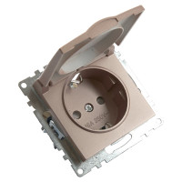 1-местная розетка STEKKER с заземлением с крышкой (механизм), GLS16-7112-02, 250В, 16А с защитной шторкой, 39594