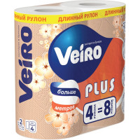 Бумага туалетная бытовая VEIRO Standart Plus спайка 4 шт, 2-х слойная, белая 3с24 128028