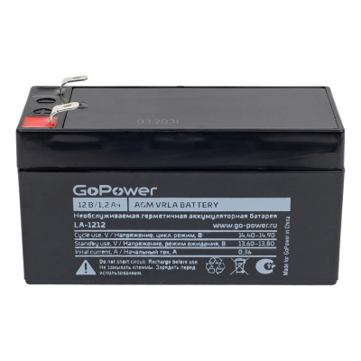 Аккумулятор свинцово-кислотный LA-1212 12V 1.2Ah GoPower 00-00015319