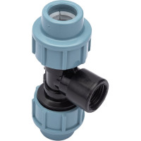 Тройник ПНД компрессионный с внутренней резьбой (20 ммx1/2") AV Engineering AVE1082012