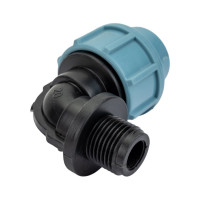 Угольник ПНД компрессионный с наружной резьбой (20 ммx1/2") AV Engineering AVE1032012