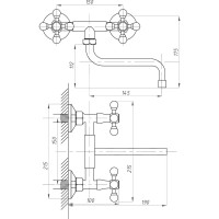 Смеситель для мойки или раковины Профсан настенный тип ГОСТ См-МДРНА ПСМ PSM-106-89