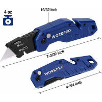 Складной быстросменный нож WORKPRO с нейлоновой рукояткой, 10 лезвий, трапециевидные лезвия WP211008