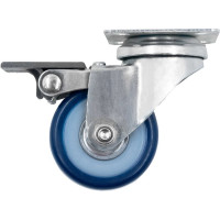 Колесо мебельное синее 50 мм крепление площадка, с тормозом SCvb 25 А5 1001059