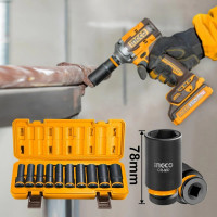 Набор торцевых ударных удлинённых головок INDUSTRIAL (10 шт; 10-24 мм; 1/2) INGCO HKISSD12102L