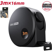 Рулетка DELI Home Series Black HT8316 3 м, 16 мм, эксклюзивный дизайн, корпус высококачественный Софт-тач пластик 104618