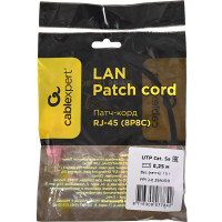 Многожильный патч-корд Cablexpert UTP кат.5e, 0.25м, литой, розовый PP12-0.25M/RO