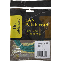 Многожильный патч-корд Cablexpert UTP кат.5e, 1м, литой, зелёный PP12-1M/G