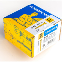 Шуруп Rusconnect CS 03016 с/нарез. д/дерева, потай, 3х16, 1000 шт. Желтый цинк 310316