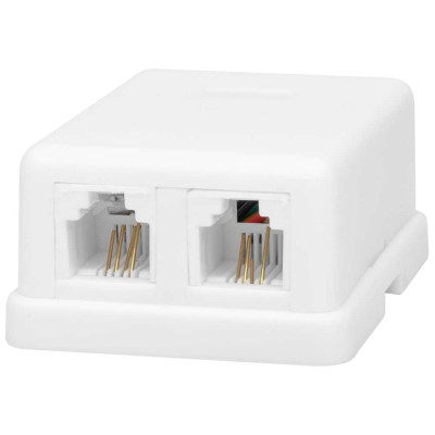 Телефонная розетка SUPRLAN 6P4C /RJ-11/ 2 порта 10-0306