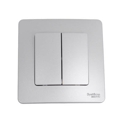 2-клавишный выключатель Systeme Electric ( Schneider Electric) BLANCA С/У, 10А, 250B, АЛЮМИНИЙ BLNVS010503