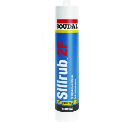 Нейтральный силиконовый герметик Soudal Силируб 2F белый, 300 мл 157059