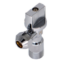 Шаровой угловой кран для воды СТМ 1/2"х3/8", ш/ш, с цангой и отражателем бабочка, хром CACR1238