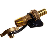 Сливной шаровой кран Tiemme Boiler НН, 1/2", со штуцером, черный флажок 2950001