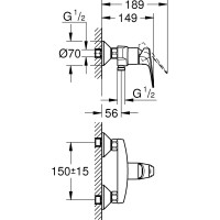 Однорычажный смеситель для душа GROHE BauFlow Longlife 35 мм 23632000